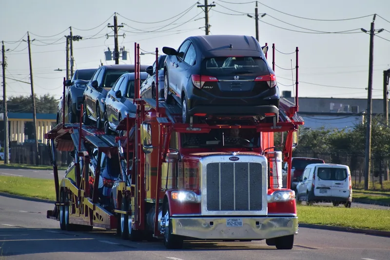 Cars on a professional vehicle transporter